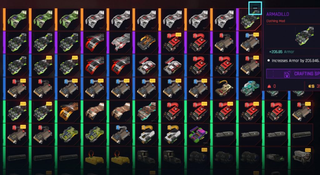 Cyberpunk 2077 Crafting Armadillo to make money Paradite