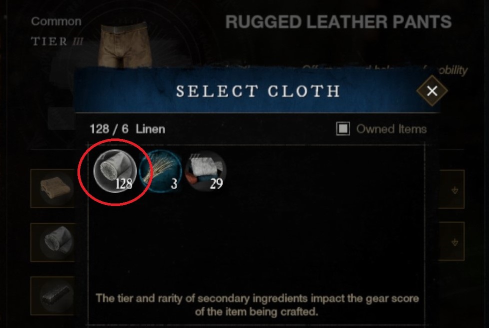 Change cloth material in tier 3 pants